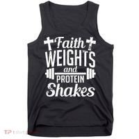 Faith Weights And Protein Shakes Tank Top thumb 0