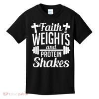 Faith Weights And Protein Shakes Kids T-Shirt thumb 0