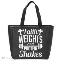 Faith Weights And Protein Shakes Tote Bag thumb 0