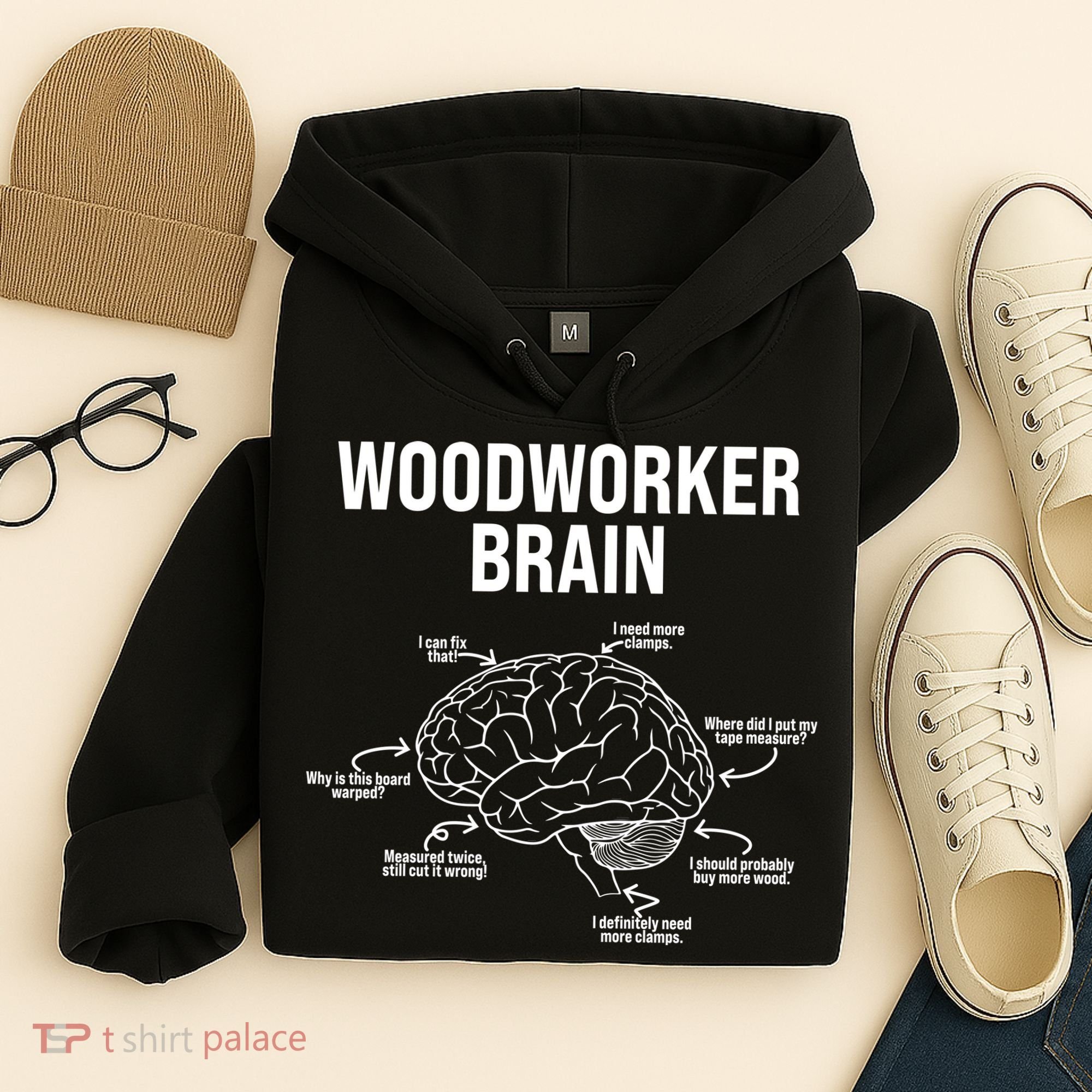 Funny Woodworker's Brain Diagram Hoodie