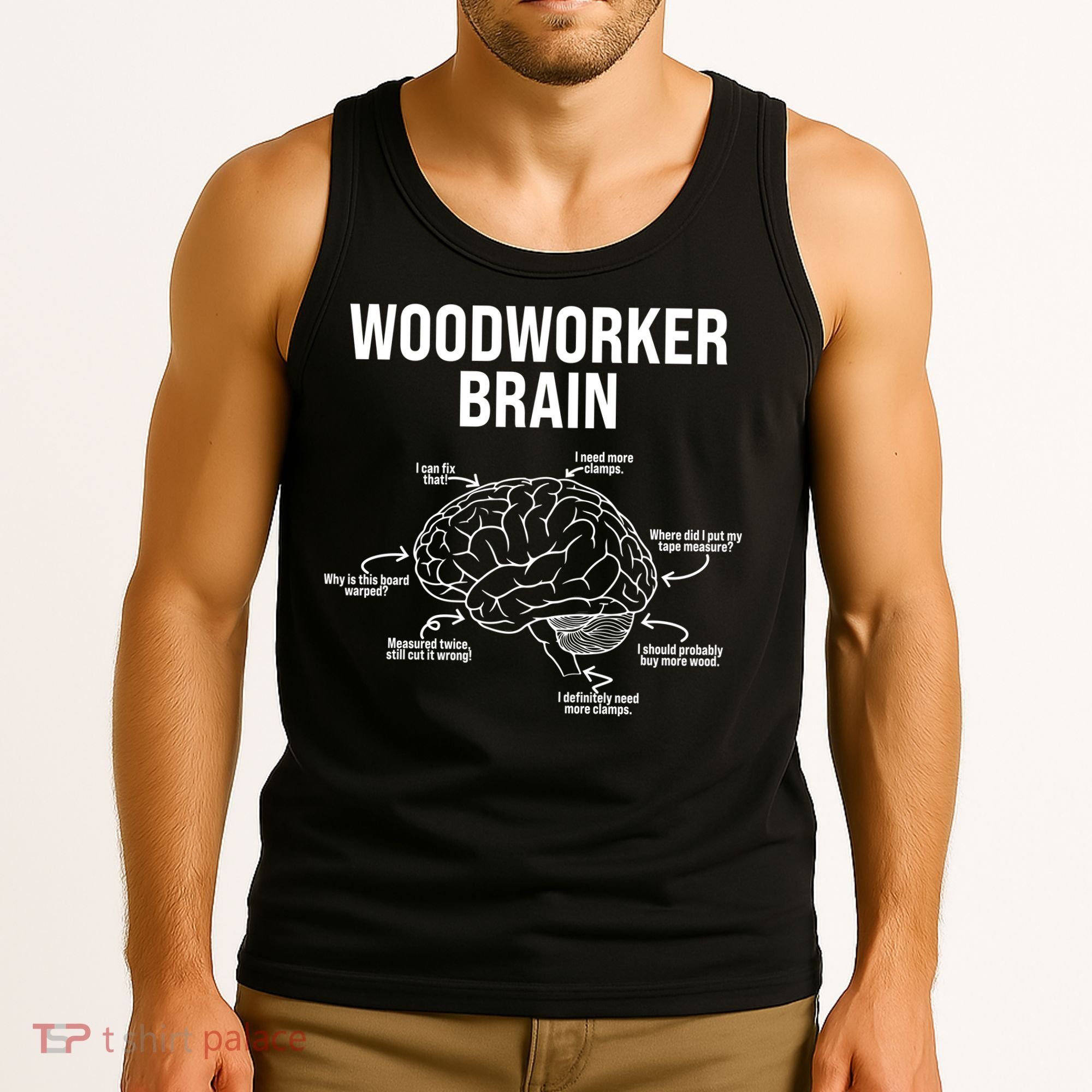 Funny Woodworker's Brain Diagram Tank Top