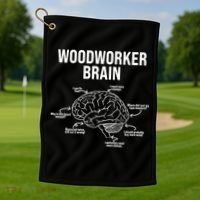 Funny Woodworker's Brain Diagram Golf Towel thumb 1