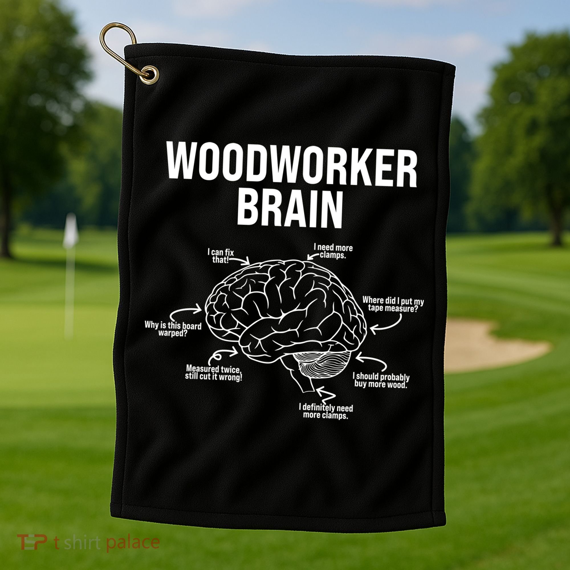 Funny Woodworker's Brain Diagram Golf Towel