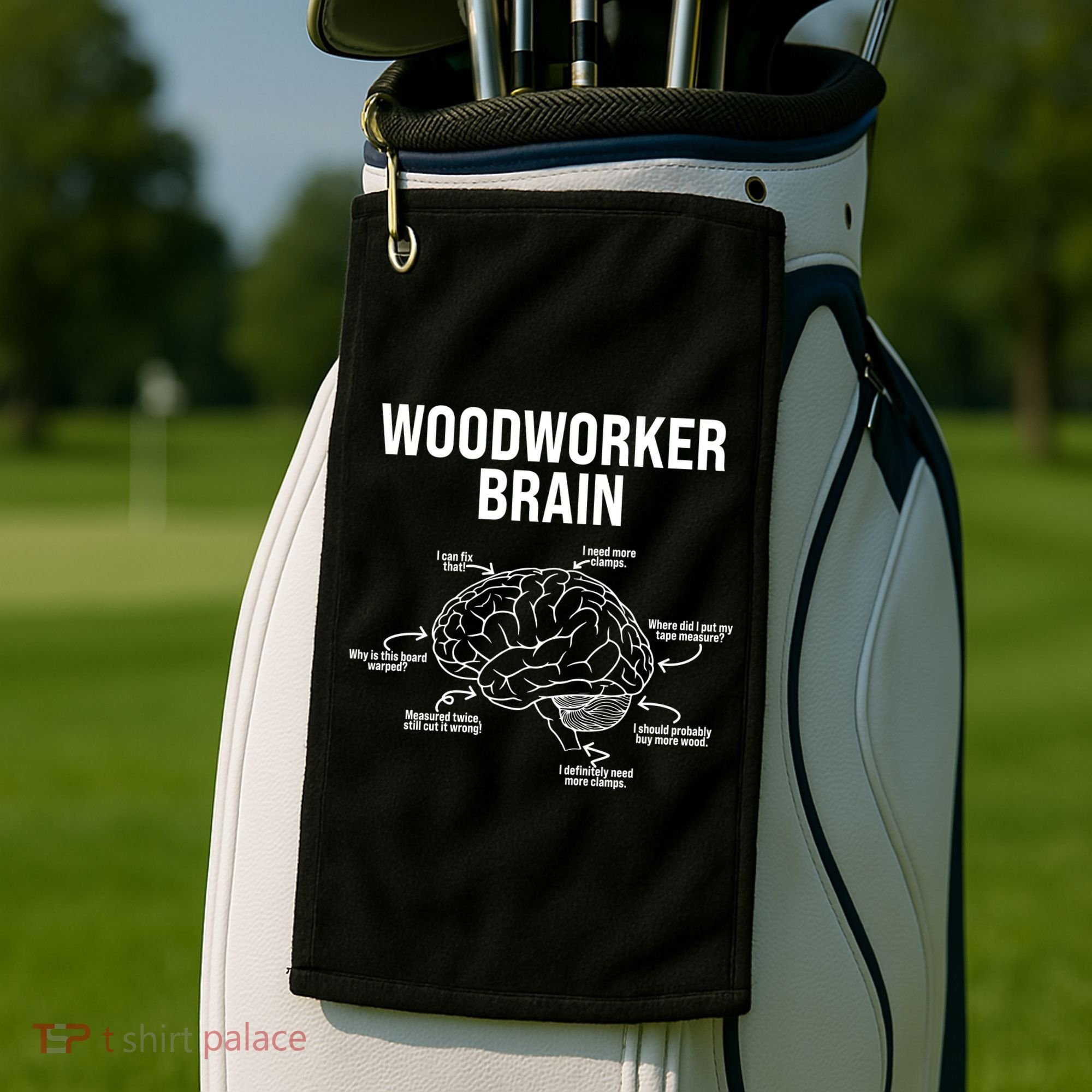 Funny Woodworker's Brain Diagram Golf Towel