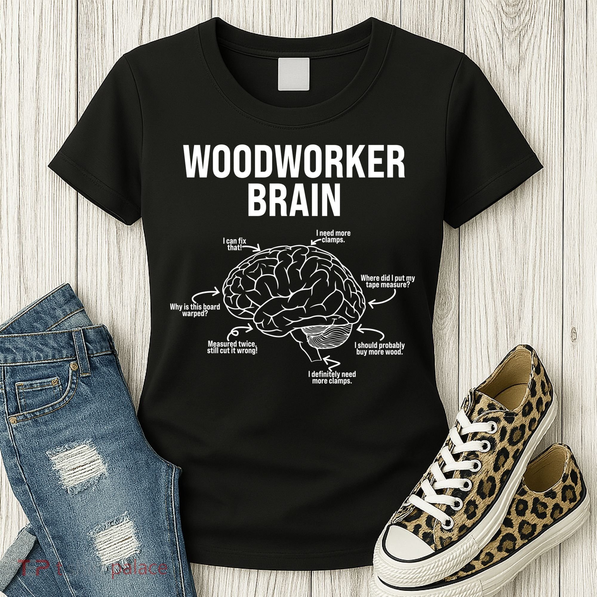 Funny Woodworker's Brain Diagram Women's T-Shirt