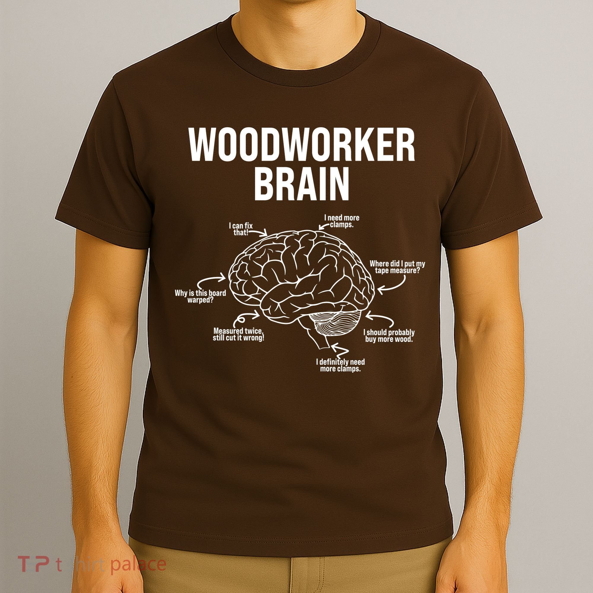Funny Woodworker's Brain Diagram T-Shirt