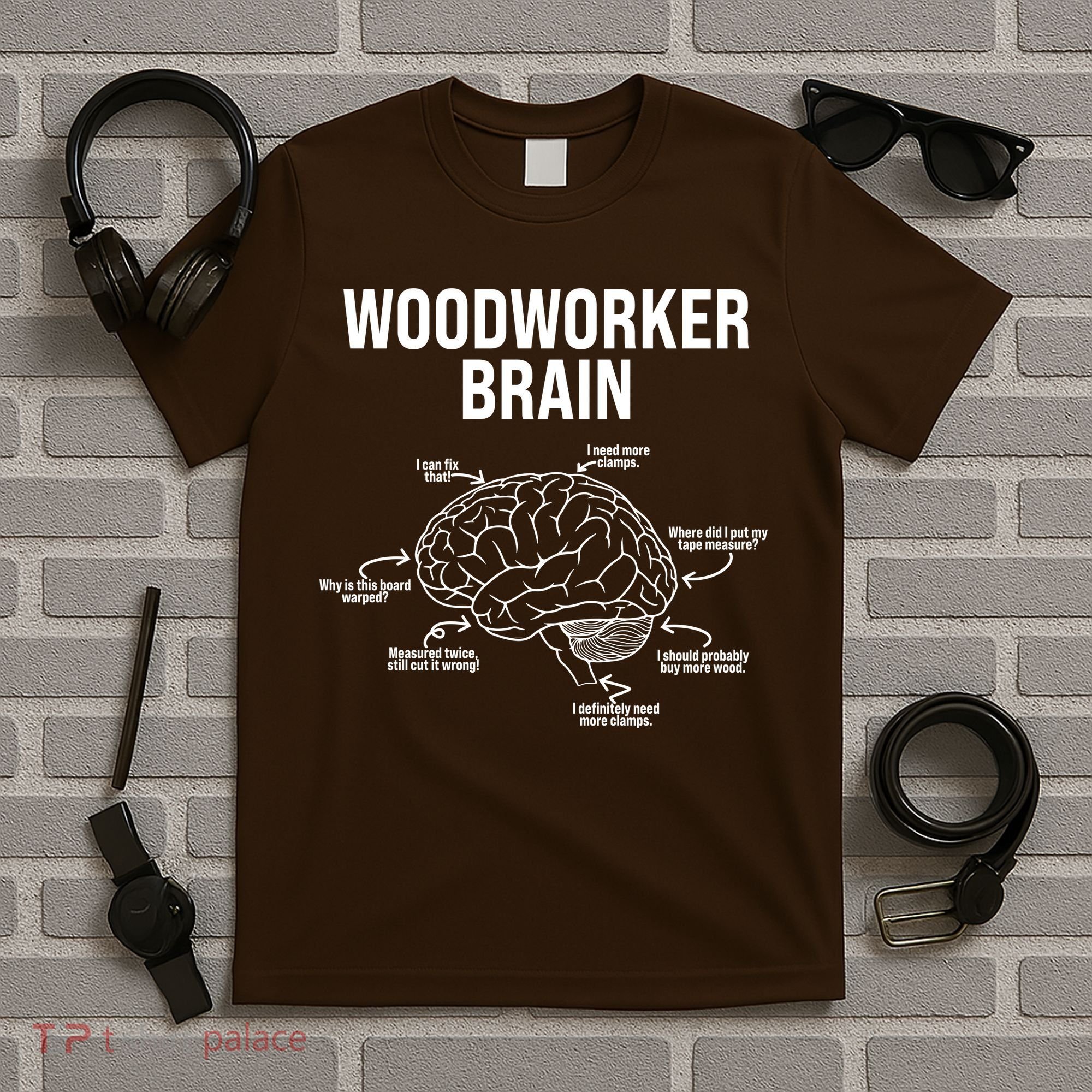 Funny Woodworker's Brain Diagram T-Shirt