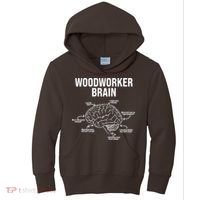 Funny Woodworker's Brain Diagram Kids Hoodie thumb 0