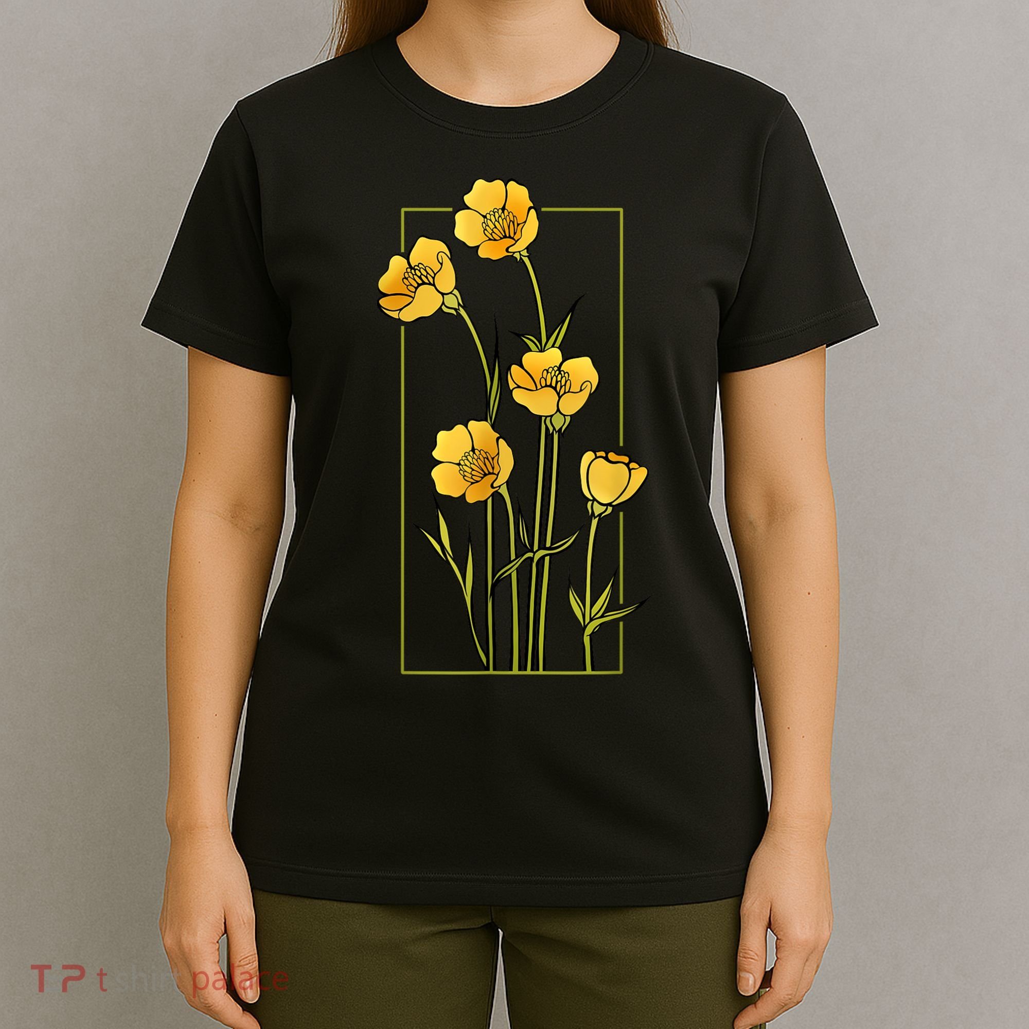 Floral Wildflower Bulbous Crowfoot Buttercup Flower T-Shirt