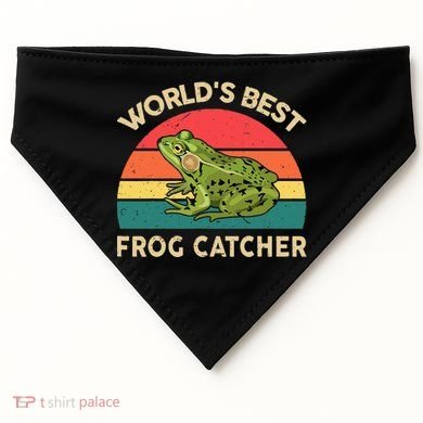 Funny Worlds Best Frog Catcher Frog Hunter USA-Made Doggie Bandana