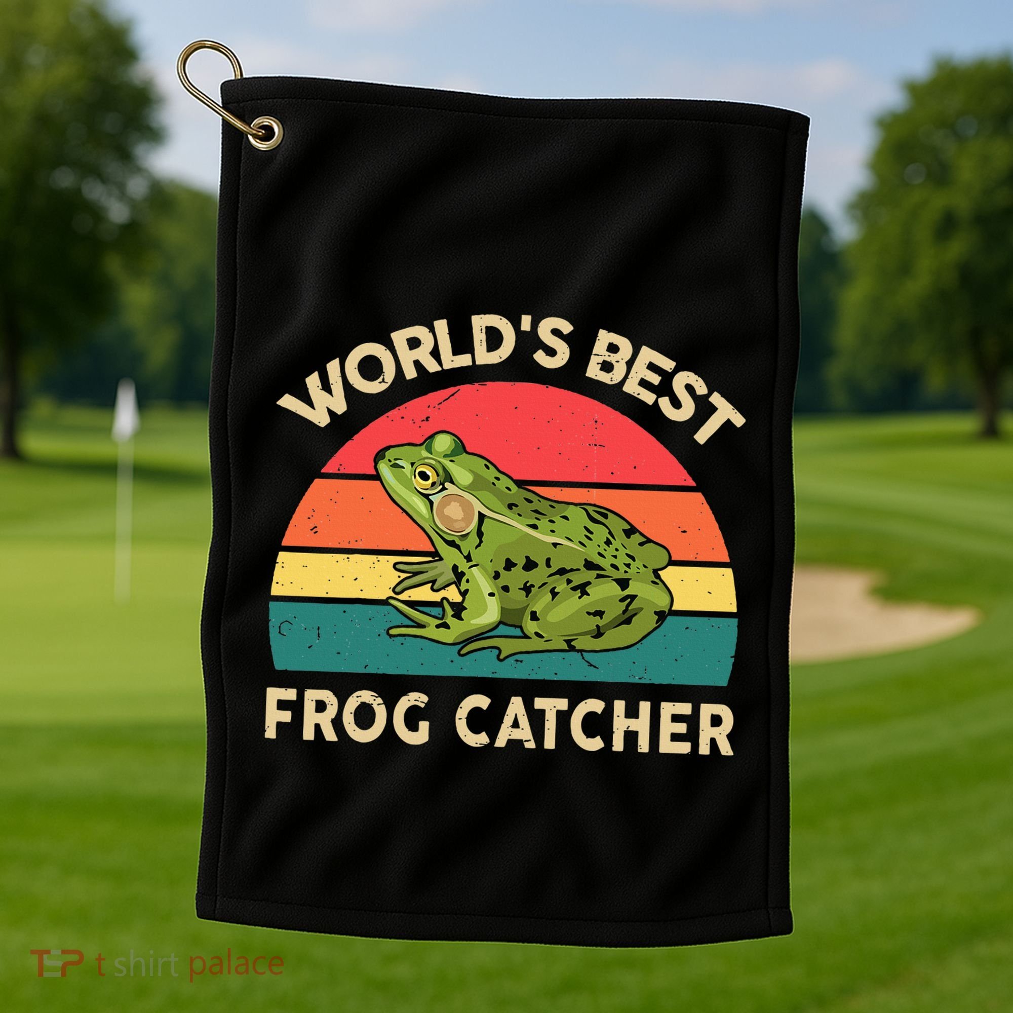 Funny Worlds Best Frog Catcher Frog Hunter Golf Towel
