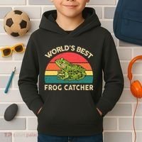Funny Worlds Best Frog Catcher Frog Hunter Kids Hoodie thumb 2
