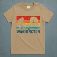 Funny Washington Bigfoot Vintage Mountains Hiking Hunter T-Shirt thumb 5