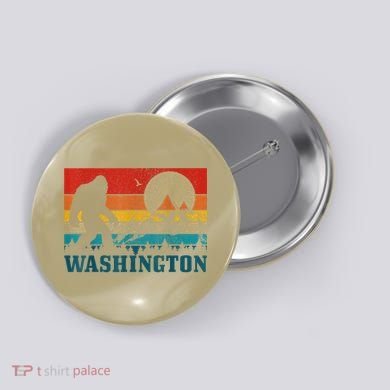 Funny Washington Bigfoot Vintage Mountains Hiking Hunter Button