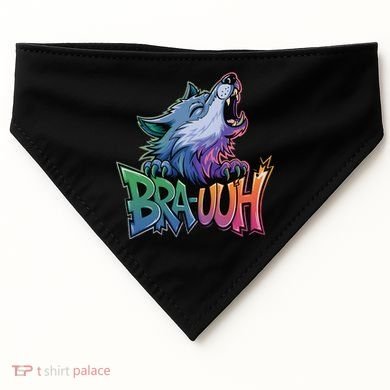 Funny Wolf Bruh For Teensmeme Graphic USA-Made Doggie Bandana