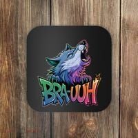 Funny Wolf Bruh For Teensmeme Graphic Coaster thumb 0