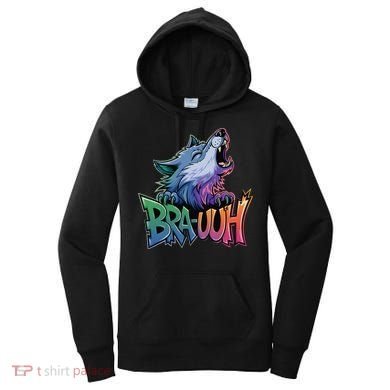 Funny Wolf Bruh For Teensmeme Graphic Women's Hoodie