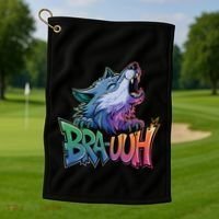 Funny Wolf Bruh For Teensmeme Graphic Golf Towel thumb 1