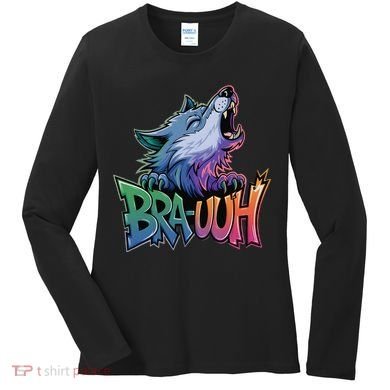 Funny Wolf Bruh For Teensmeme Graphic Women's Long Sleeve Shirt