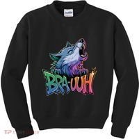 Funny Wolf Bruh For Teensmeme Graphic Kids Sweatshirt thumb 0