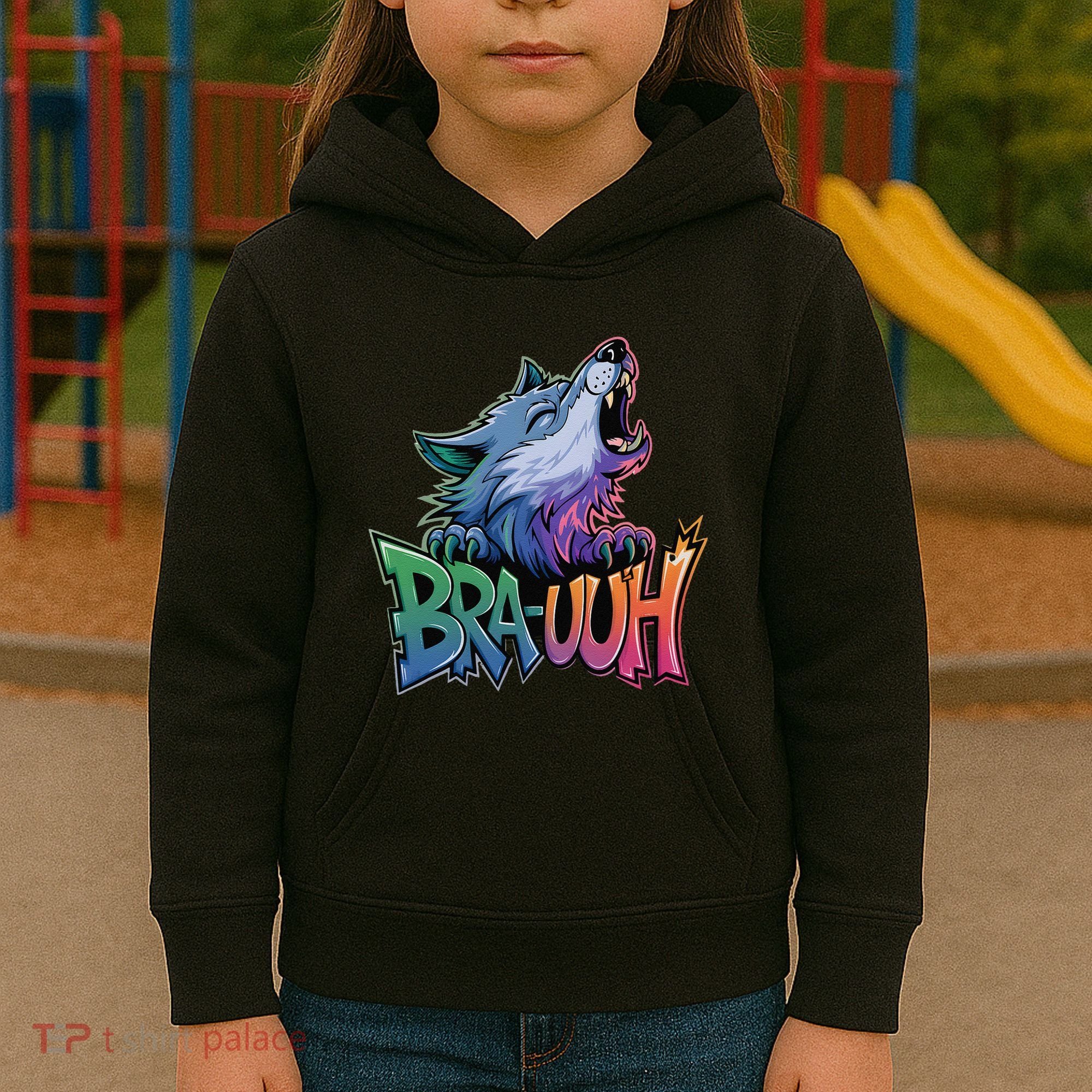 Funny Wolf Bruh For Teensmeme Graphic Kids Hoodie