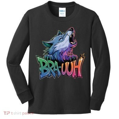 Funny Wolf Bruh For Teensmeme Graphic Kids Long Sleeve Shirt