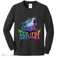 Funny Wolf Bruh For Teensmeme Graphic Kids Long Sleeve Shirt thumb 0