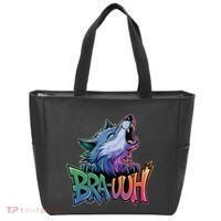 Funny Wolf Bruh For Teensmeme Graphic Tote Bag thumb 0