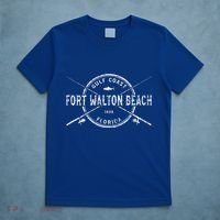 Fort Walton Beach Fl Vintage Crossed Fishing Rods T-Shirt thumb 5