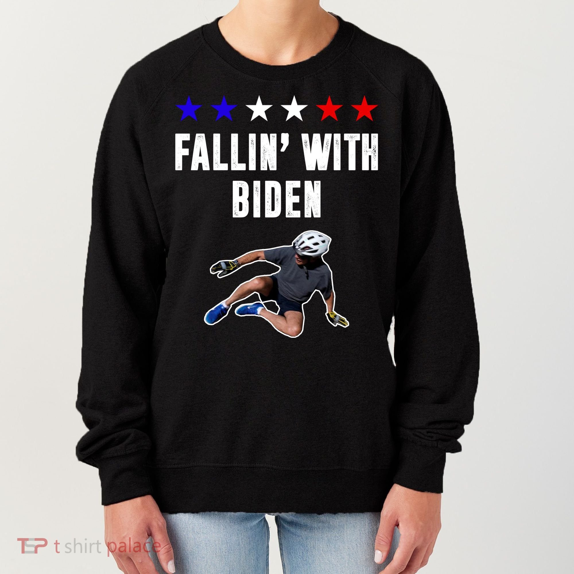 Fallin With Biden Funny Joe Biden Bike Fall Women's Sweatshirt
