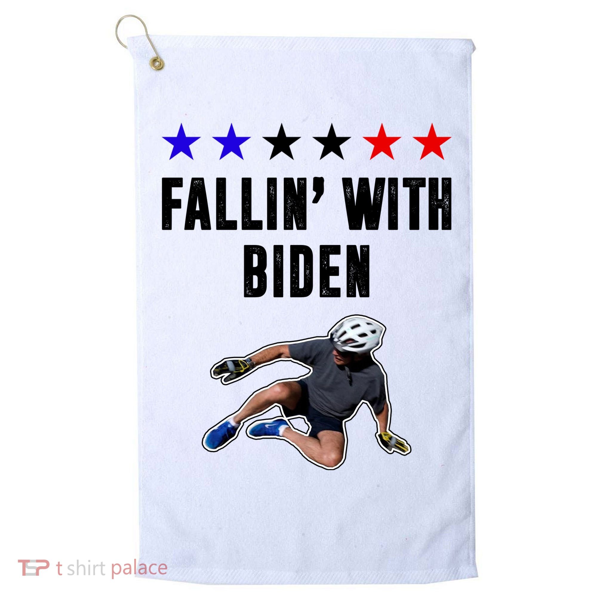 Fallin With Biden Funny Joe Biden Bike Fall Golf Towel