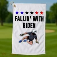 Fallin With Biden Funny Joe Biden Bike Fall Golf Towel thumb 1