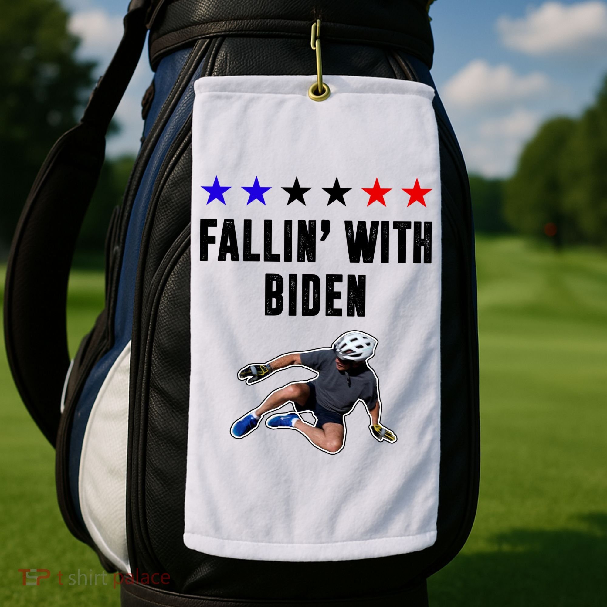 Fallin With Biden Funny Joe Biden Bike Fall Golf Towel