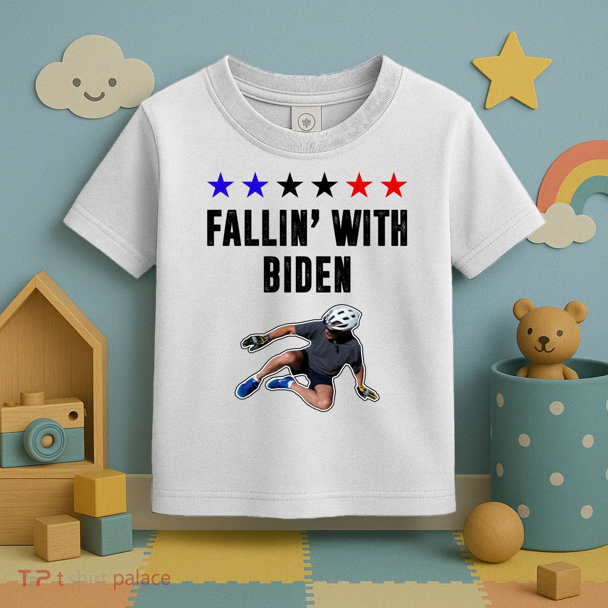 Fallin With Biden Funny Joe Biden Bike Fall Toddler T-Shirt