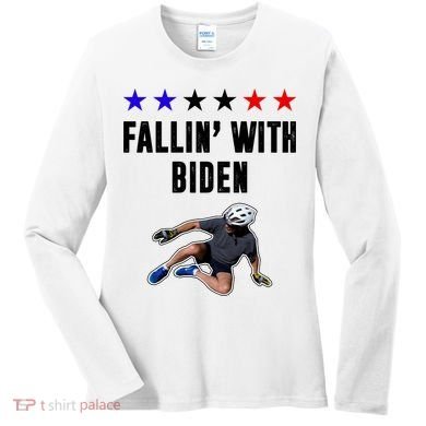 Fallin With Biden Funny Joe Biden Bike Fall Women's Long Sleeve Shirt