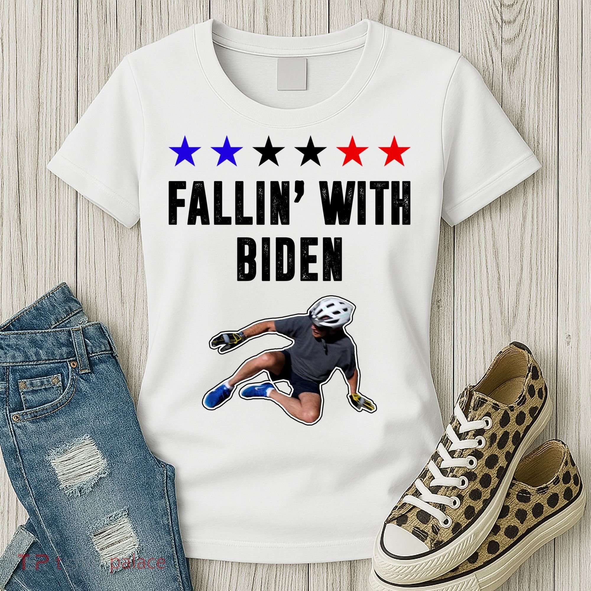 Fallin With Biden Funny Joe Biden Bike Fall Women's T-Shirt