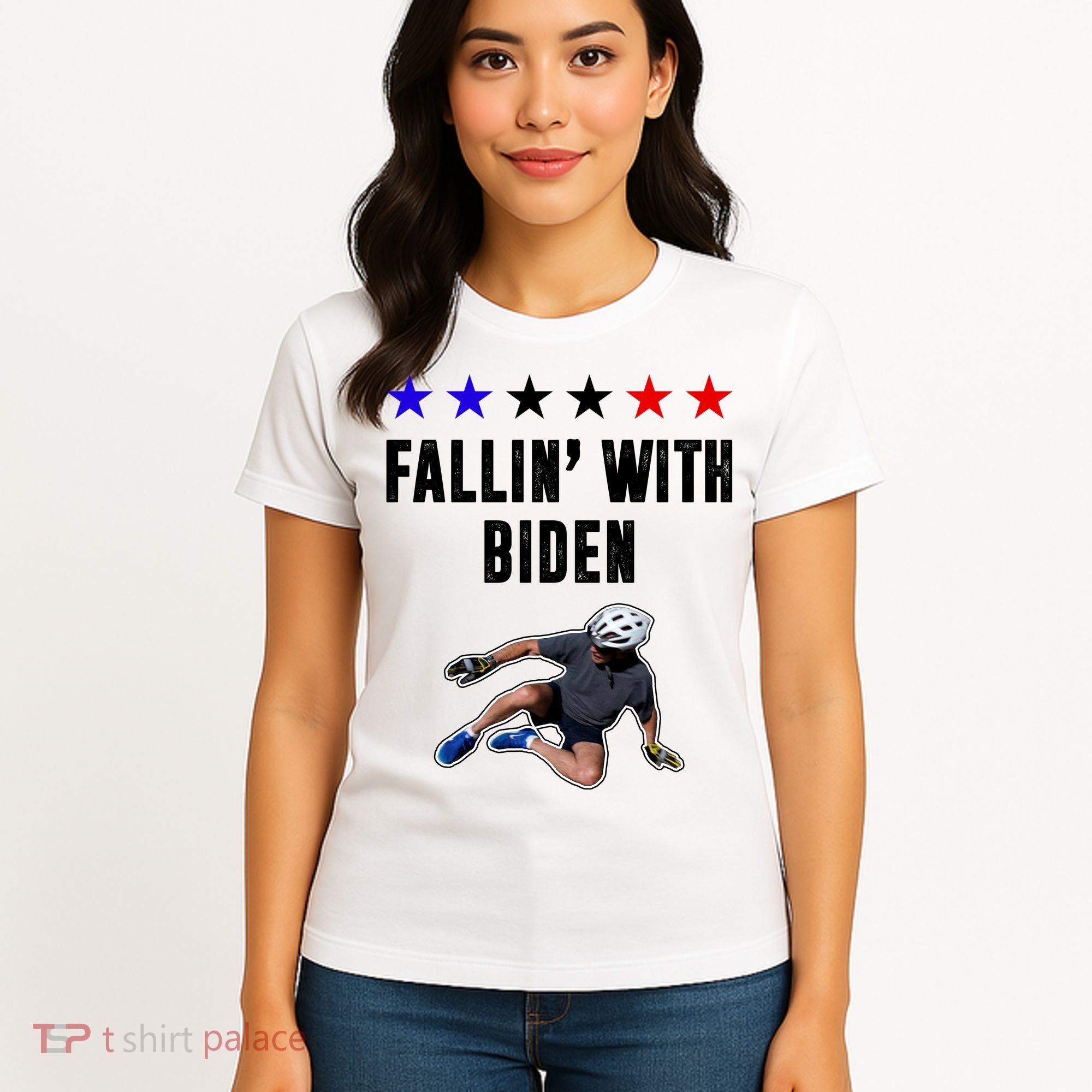 Fallin With Biden Funny Joe Biden Bike Fall Women's T-Shirt