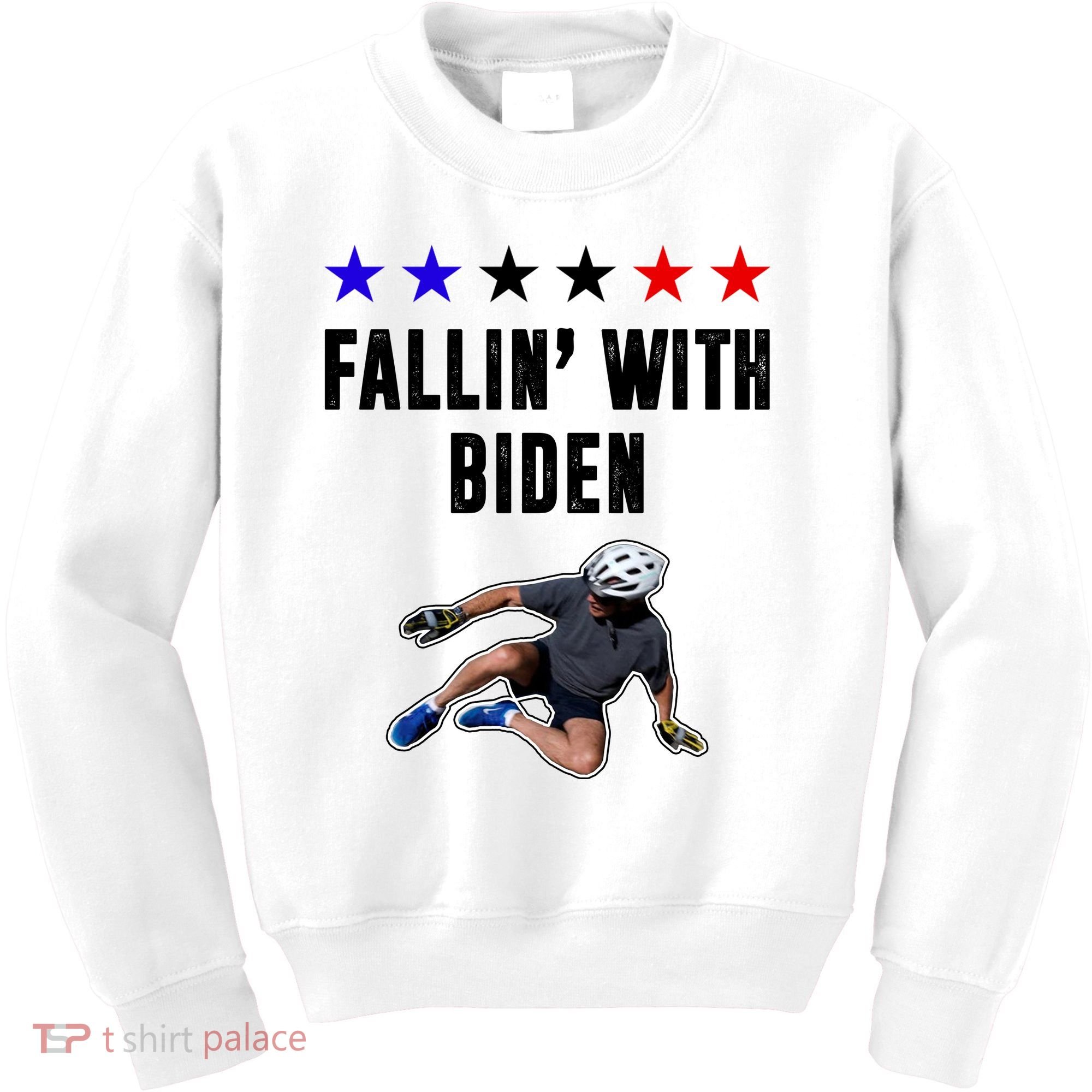 Fallin With Biden Funny Joe Biden Bike Fall Kids Sweatshirt