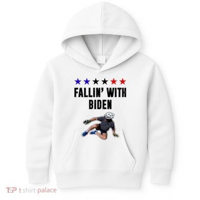 Fallin With Biden Funny Joe Biden Bike Fall Kids Hoodie