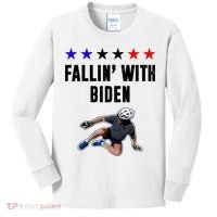 Fallin With Biden Funny Joe Biden Bike Fall Kids Long Sleeve Shirt thumb 0