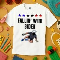 Fallin With Biden Funny Joe Biden Bike Fall Kids T-Shirt thumb 3