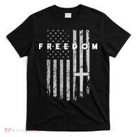 Freedom With Cross American USA Flag Faith Christian T-Shirt thumb 0