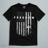 Freedom With Cross American USA Flag Faith Christian T-Shirt thumb 5