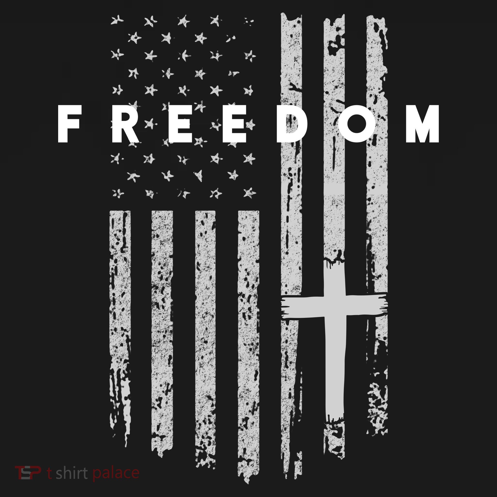 Freedom With Cross American USA Flag Faith Christian T-Shirt