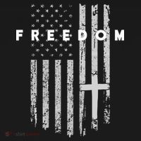 Freedom With Cross American USA Flag Faith Christian Women's Hoodie thumb 2