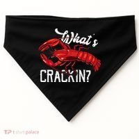 Funny What's Crackin Lobster Summer Vacation Fans USA-Made Doggie Bandana thumb 0