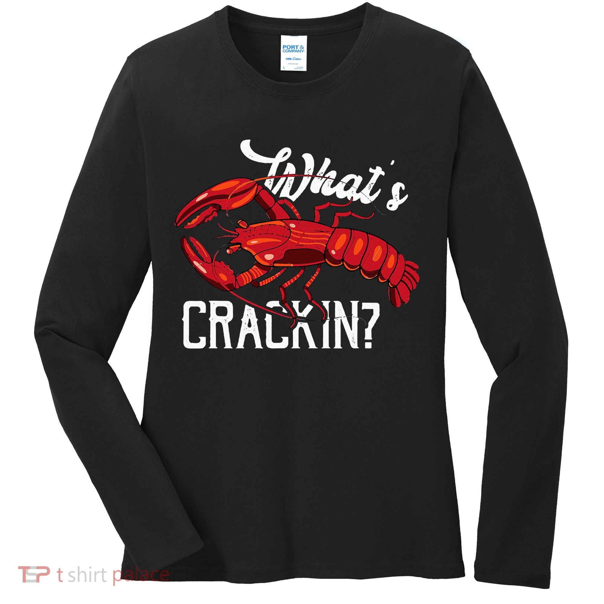 Funny What's Crackin Lobster Summer Vacation Fans Women's Long Sleeve Shirt