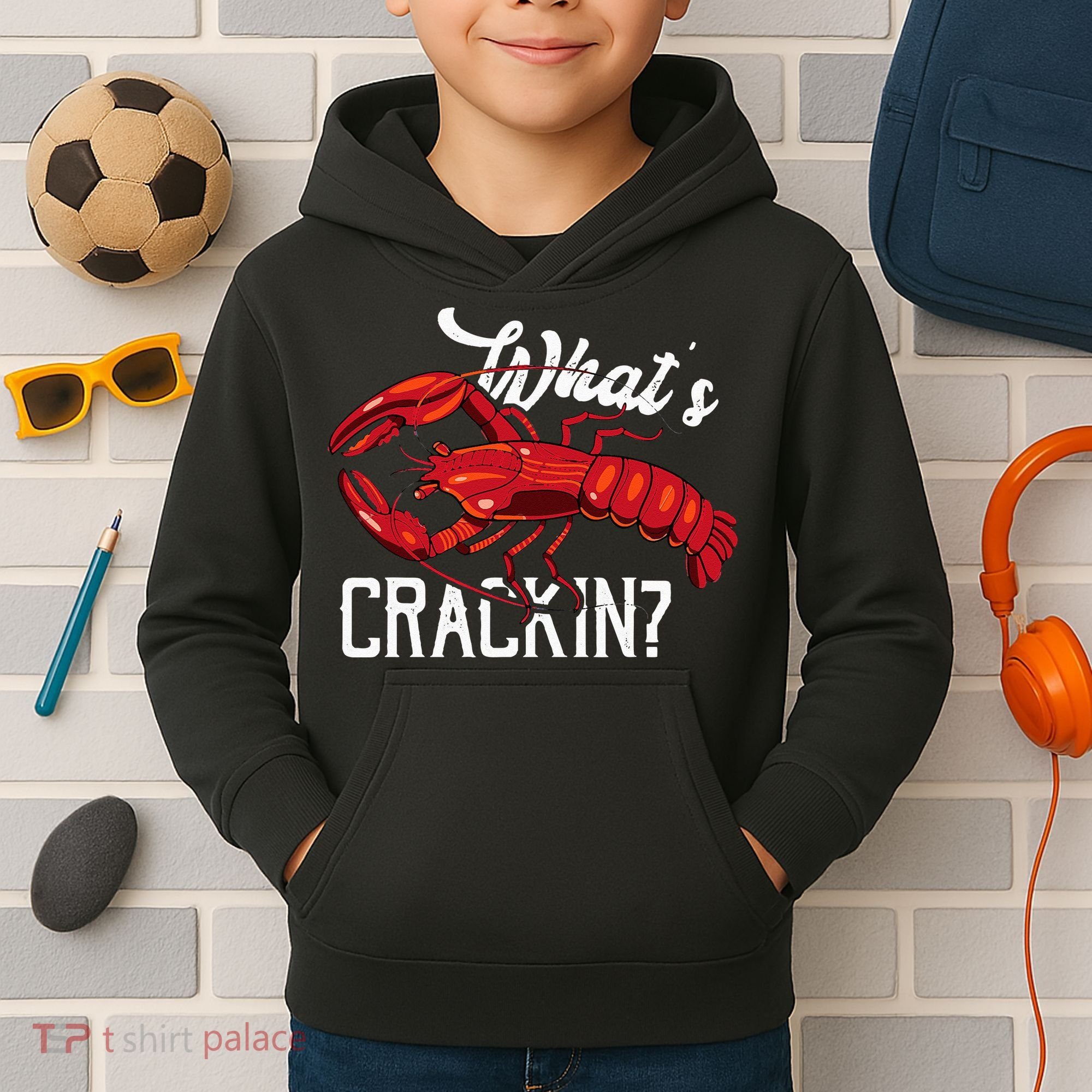 Funny What's Crackin Lobster Summer Vacation Fans Kids Hoodie