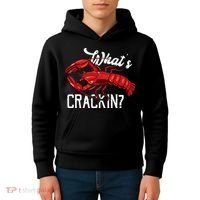 Funny What's Crackin Lobster Summer Vacation Fans Kids Hoodie thumb 4