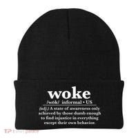 Funny Woke Definition Anti Woke Meme Gift Beanie thumb 0